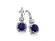 SuperJeweler 14K Dangling Micropave Amethyst And Diamond Earrings White Gold