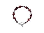 Fine Jewelry Vault UBBRS69971AG Rhodolite Garnet and Freshwater Cultured Dyed Pearl Bracelet in 925 Sterling Silver 7.50 in.