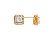 Fine Jewelry Vault UBNER40937AGVYSQ55CZ 2.50 CT TGW Cubic Zirconia Halo Push Back Earrings in 18K Yellow Gold Vermeil