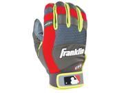 Franklin Sports 21304F4 X Vent Pro Youth Large Batting Gloves Gray Red Optic Yellow
