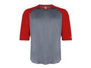 Badger 4133 Adult Performance 3 By 4 Sleeve Raglan Sleeve Baseball Undershirt Graphite Red 4XL