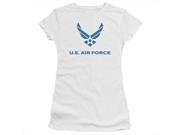 Air Force Distressed Logo Short Sleeve Junior Sheer Tee White Small