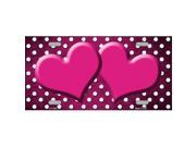 Smart Blonde LP 7393 Pink White Small Dots Hearts Print Oil Rubbed Metal Novelty License Plate