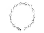 SuperJeweler Open Circles And Thin Bars Cubic Zirconia Bracelet Sterling Silver 7.5 in.