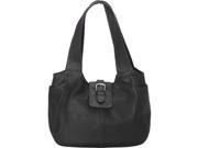 Piel Leather 3061 BLK Small Flap Hobo Bag Black