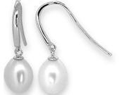 Doma Jewellery SSEL010W Sterling Silver Dangle And Post Earring With Oval Freshwater Pearl