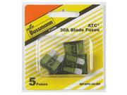 Cooper Bussmann BP ATC 30 RP 30A 32VDC Fast Acting Blade Auto Fuse Green 5 Pack Pack Of 5