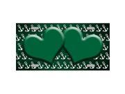 Smart Blonde LP 7259 Green White Anchor Hearts Print Oil Rubbed Metal Novelty License Plate