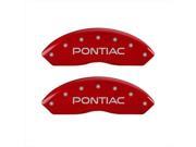 MGP Caliper Covers 18030SPXPRD Pontiac Red Caliper Covers Engraved Front Rear Set of 4