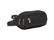 Piel Leather 3086 BLK Multi Zip Oval Waist Bag Black