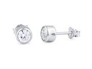 Doma Jewellery SSES015 Sterling Silver Studs Bezel Earring 5 mm. Round CZ