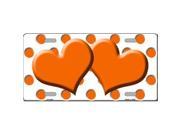 Smart Blonde LP 4244 Orange White Polka Dot Print With Orange Centered Hearts Novelty License Plate