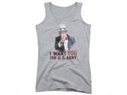 Army I Want You Juniors Tank Top Athletic Heather Small
