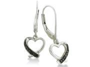 SuperJeweler Black Diamond Dangle Heart Earrings Sterling Silver