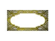 Smart Blonde LP 7321 Yellow White Damask Scallop Print Oil Rubbed Metal Novelty License Plate