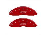 MGP Caliper Covers 14030STSSRD Trailblazer style SS Red Caliper Covers Engraved Front Rear Set of 4