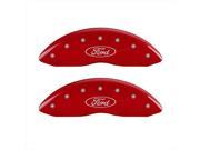 MGP Caliper Covers 10239SFRDRD Oval Logo Ford Red Caliper Covers Engraved Front Rear Set of 4