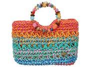Dorfman Pacific BAG914 BRIGHT Crochet Toyo Ring Handle Bag Bright