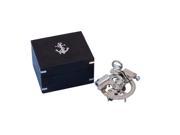 Handcrafted Model Ships NS 0450 CH 4 in. Round Sextant With Black Rosewood Box Chrome