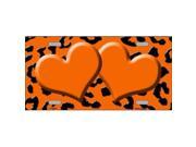 Smart Blonde LP 4534 Orange Black Cheetah With Orange Center Hearts Metal Novelty License Plate