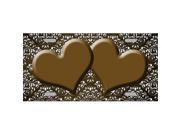 Smart Blonde LP 7311 Brown White Damask Hearts Print Oil Rubbed Metal Novelty License Plate