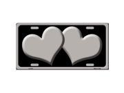 Smart Blonde LP 2472 Solid Grey Centered Hearts With Black Background Novelty License Plate