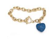 PalmBeach Jewelry 5285409 Crystal Heart Charm Birthstone Toggle Bracelet in Yellow Gold Tone September Simulated Sapphire