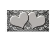 Smart Blonde LP 7309 Gray White Damask Hearts Print Oil Rubbed Metal Novelty License Plate