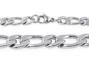 Doma Jewellery SSSSN04118 Stainless Steel Necklace Figaro Style 9.0 mm. Length 18 2 18 in.