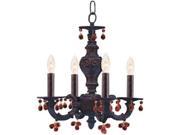 Sutton Collection 5224 VB AMBER Sutton Collection Wrought Iron Chandelier Draped with Amber Murano Crystal Drops