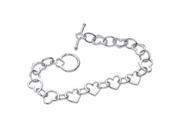 Palm Beach Jewelry 56416 7.5 in. Heart Link and Circles Bracelet 0.925 Sterling Silver With Toggle Closure
