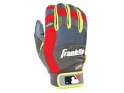 Franklin Sports 21304F2 X Vent Pro Youth Medium Batting Gloves Gray Red Optic Yellow