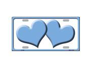 Smart Blonde LP 2465 Solid Light Blue Centered Hearts With White Background Novelty License Plate