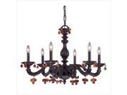 Sutton Collection 5226 VB AMBER Sutton Collection Wrought Iron Chandelier Draped with Amber Murano Crystal Drops