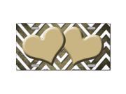 Smart Blonde LP 7080 Gold White Hearts Chevron Print Oil Rubbed Metal Novelty License Plate