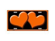 Smart Blonde LP 2470 Solid Orange Centered Hearts With Black Background Novelty License Plate