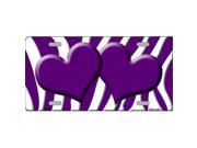 Smart Blonde LP 2934 Purple White Zebra Print With Purple Centered Hearts Novelty License Plate