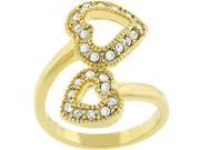 Sunrise Wholesale J1808 14k Gold Bonded Dual Pave CZ Heart to Heart Ring Size 05