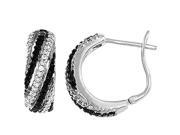 Doma Jewellery MAS00997 Sterling Silver Huggy Earring with Black and White CZ