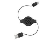 SOS 12RA Charge Sync Cable For Apple Lightning Devices Retractable Black