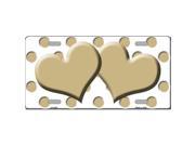 Smart Blonde LP 4252 Gold White Polka Dot Print With Gold Centered Hearts Novelty License Plate