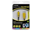 Xtreme Cables 92393 6 ft. Mesh Micro USB Sync Charge Black Yellow