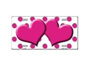 Smart Blonde LP 4240 Hot Pink White Polka Dot Print With Hot Pink Centered Hearts Novelty License Plate