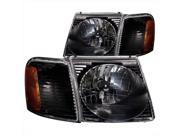 ANZO 111041 Ford Explorer Sport Trac Crystal Headlights Black With Corner Light