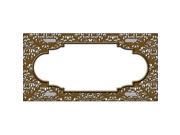 Smart Blonde LP 4656 Brown White Damask Print with Center Scalloped Metal Novelty License Plate