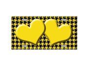 Smart Blonde LP 4577 Yellow Black Houndstooth With Yellow Center Hearts Metal Novelty License Plate