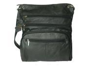 Leather In Chicago KP031 BLK Cowhide Leather Shoulder iPad Messenger Bag Black