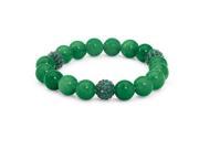 PalmBeach Jewelry 5257705 Agate and Crystal Accent Bead Birthstone Stretch Bracelet 8 May Simulated Emerald