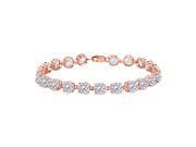 Fine Jewelry Vault UBBR55P14CZ 14K Rose Gold Prong Set Round Cubic Zirconia Bracelet 12 CT TGW April Birthstone Jewelry