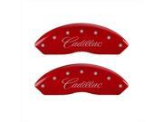 MGP Caliper Covers 35010SCTSRD Cursive Cadillac Red Caliper Covers Engraved Front Rear Set of 4